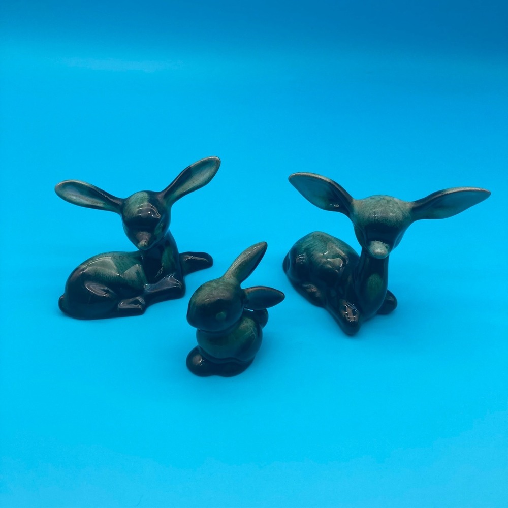 Vintage Blue Mountain Pottery Woodland Critter Lot Deer Fawn Bunny Rabbit